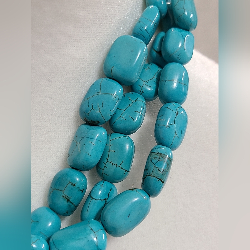 Multi Layer Turquoise Statement Necklace With Sta… - image 2